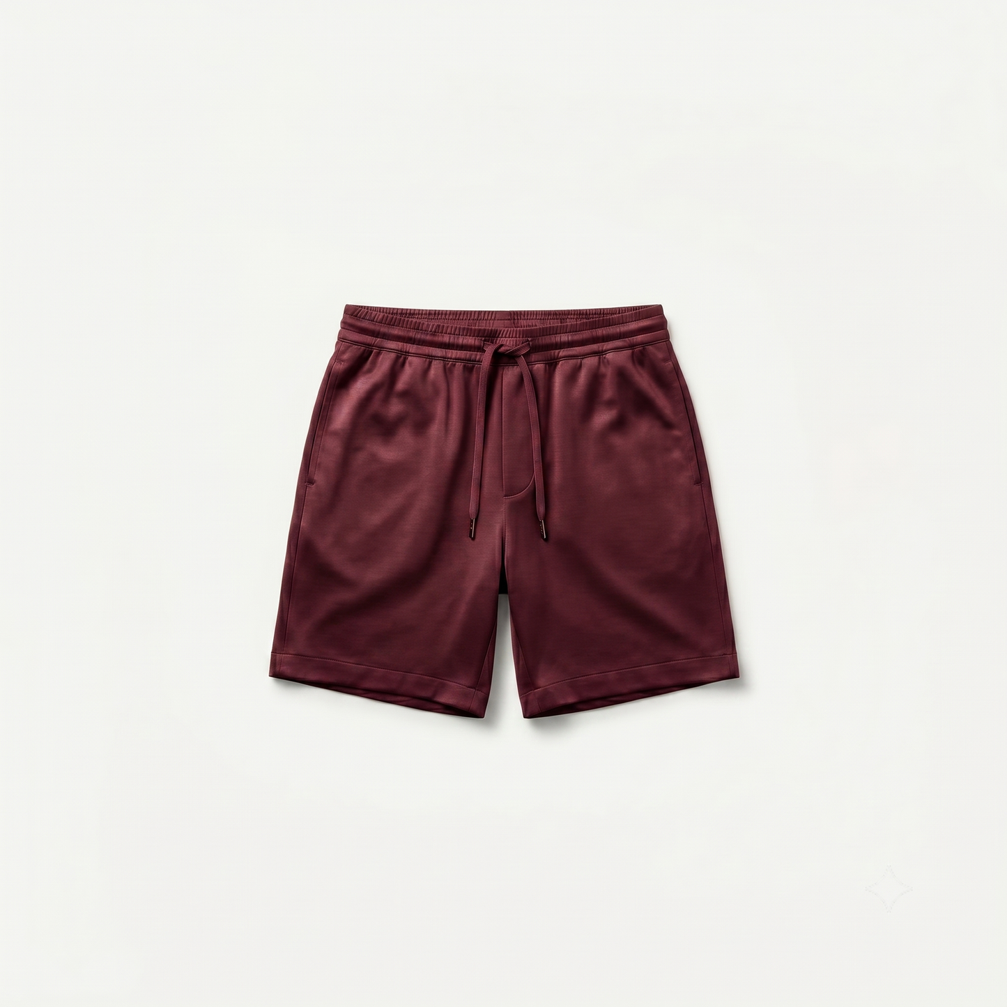 Marbenio's Bordeaux Shiny Shorts – front view