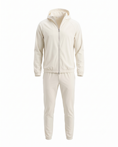 Marbenio's Beige Hooded Tech Set – front view