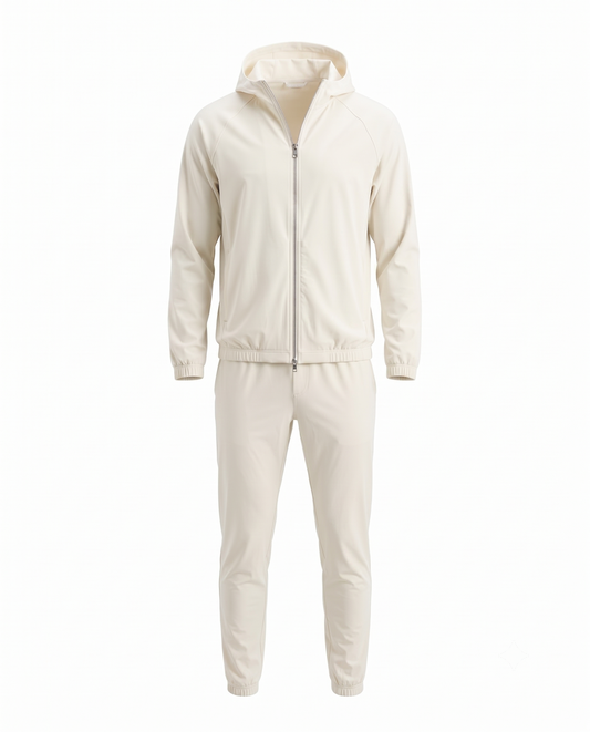 Marbenio's Beige Hooded Tech Set – front view