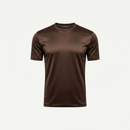 Marbenio's Brown Shiny T-Shirt – front view