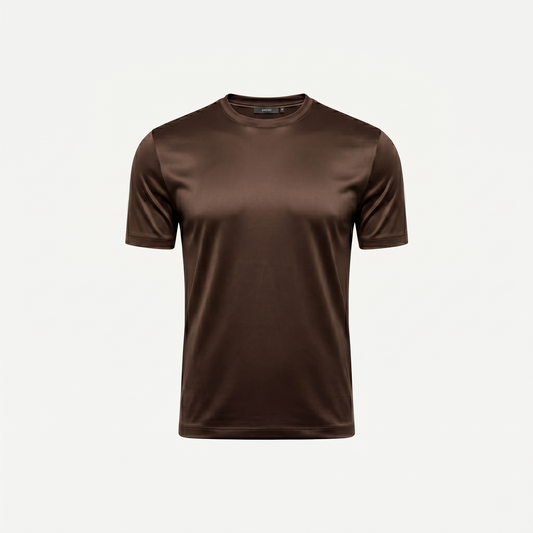 Marbenio's Brown Shiny T-Shirt – front view