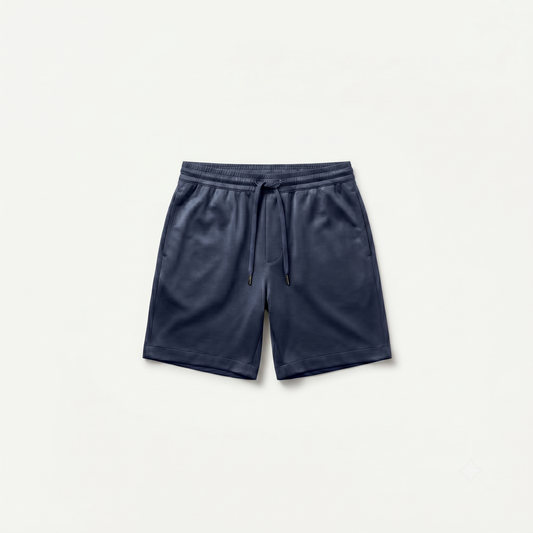 Marbenio's Navy Shiny Shorts – front view