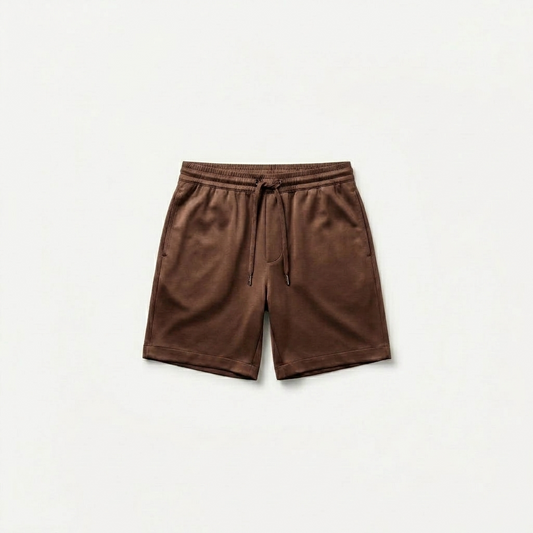 Marbenio's Brown Shiny Shorts – front view