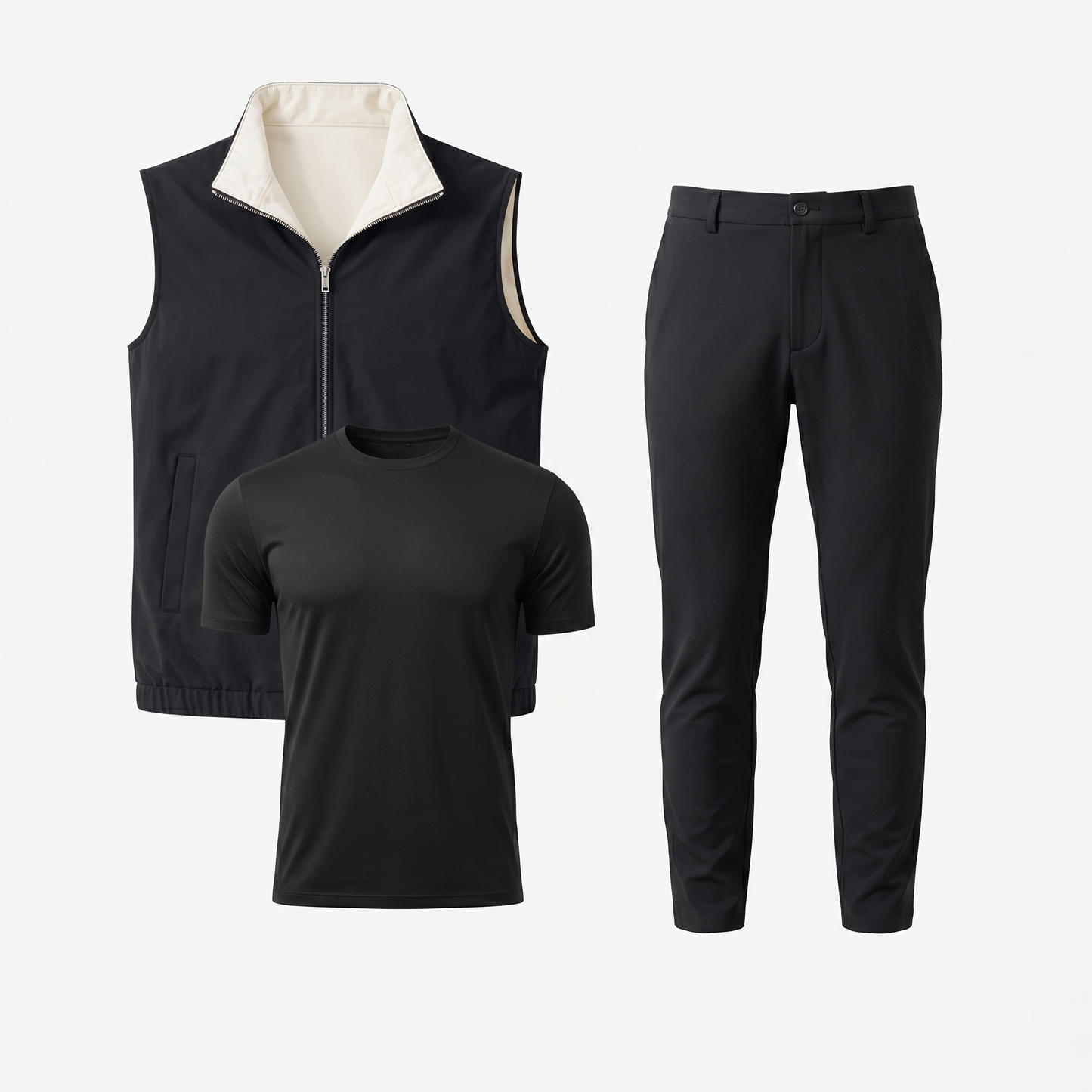 Marbenioâ€™s Triple Black Gilet Bundle – front view