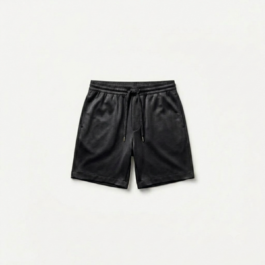 Marbenio's Black Shiny Shorts – front view