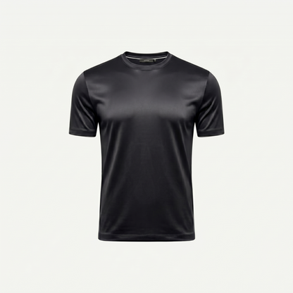 Marbenio's Black Shiny T-Shirt – front view