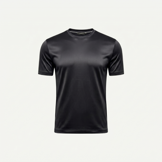 Marbenio's Black Shiny T-Shirt – front view