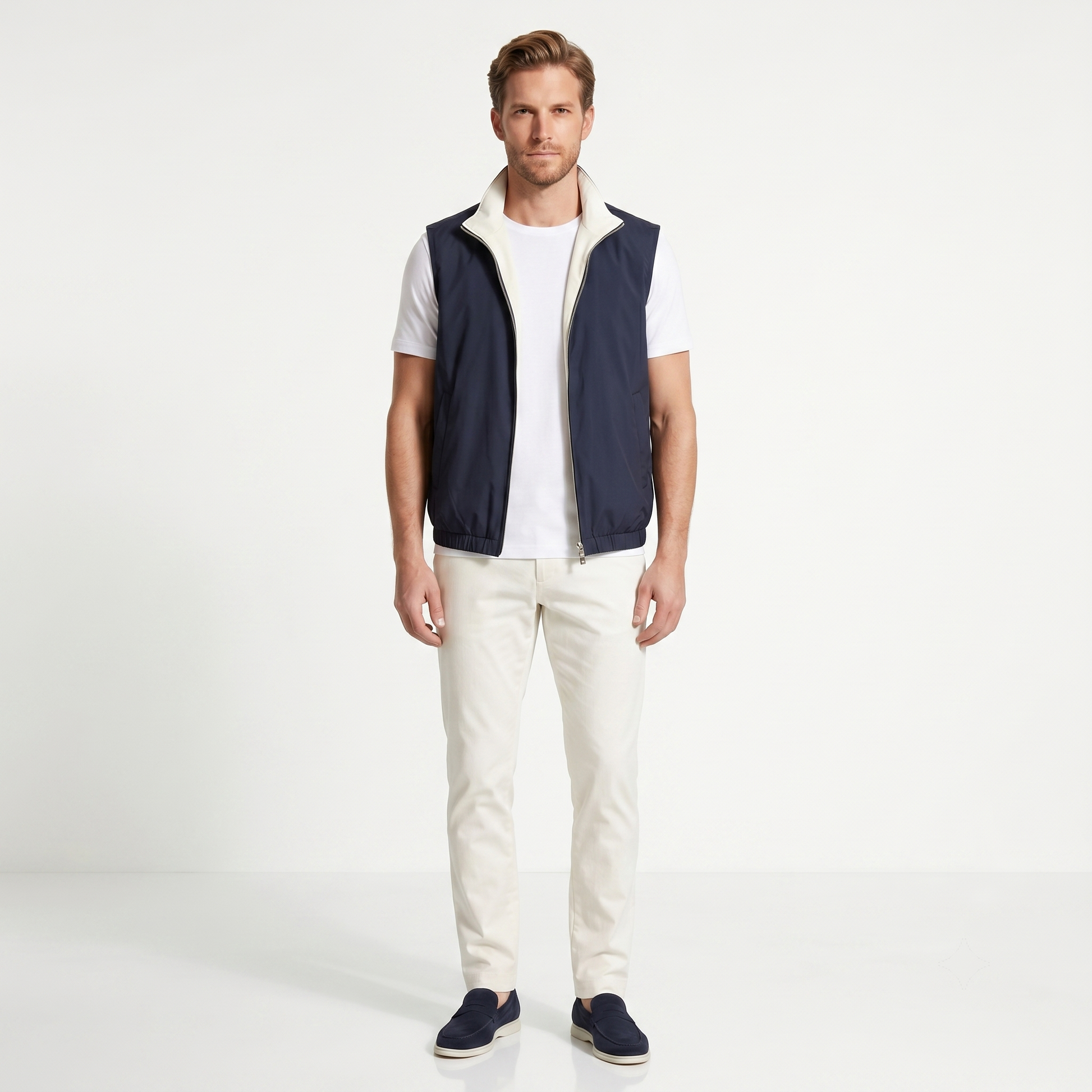 Marbenio's Navy Reversible Gilet – reverse side