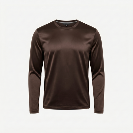 Marbenio's Brown Shiny Longsleeve – front view