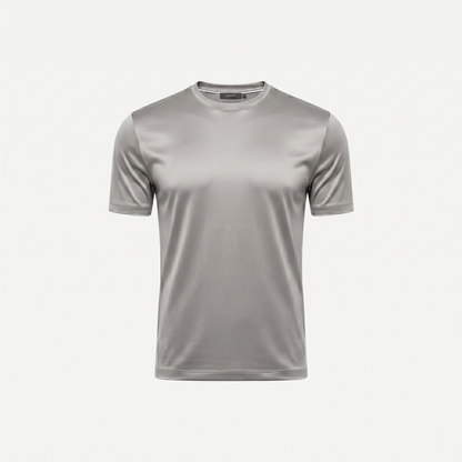 Marbenio's Light Grey Shiny T-Shirt – front view