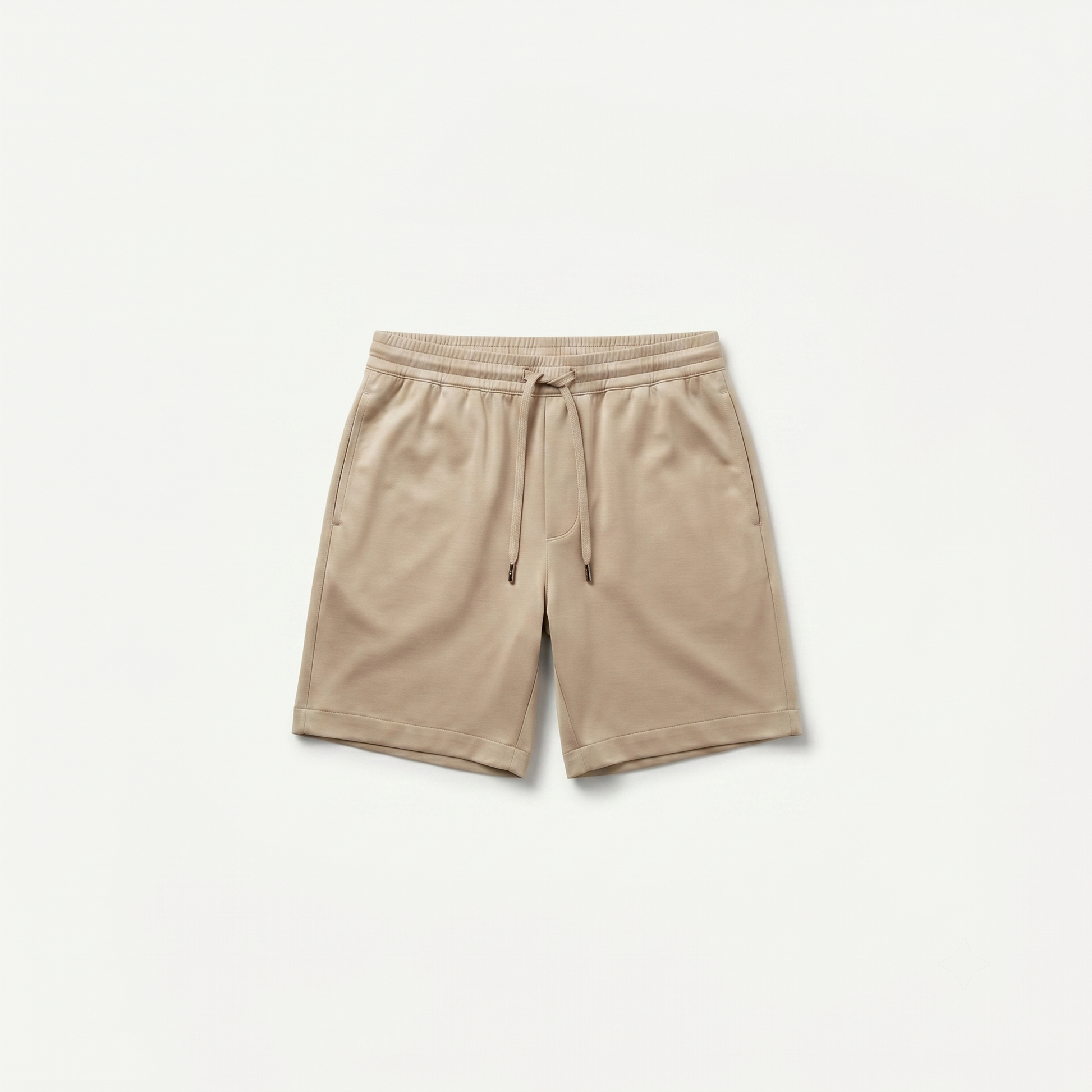 Marbenio's Beige Shiny Shorts – front view