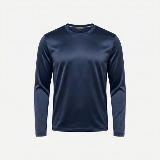 Marbenio's Navy Shiny Longsleeve – front view