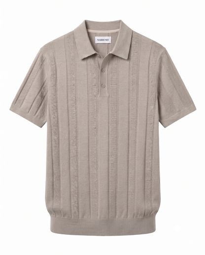 Marbenio's Knit Polo Beige – front view