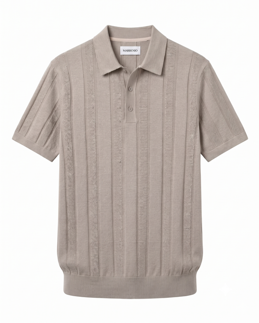 Marbenio's Knit Polo Beige – front view