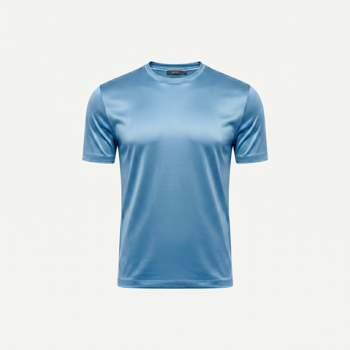 Marbenio's Light Blue Shiny T-Shirt – front view