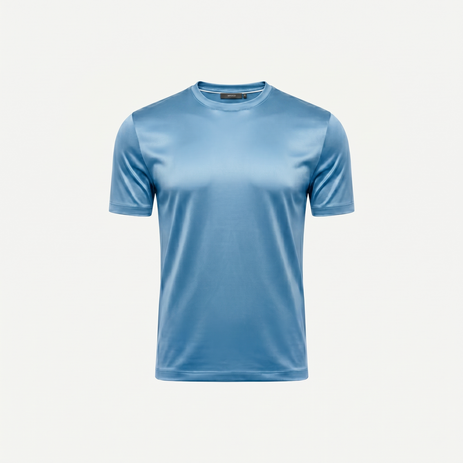 Marbenio's Light Blue Shiny T-Shirt – front view