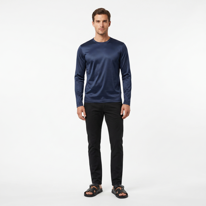 Marbenio's Navy Shiny Longsleeve – reverse side