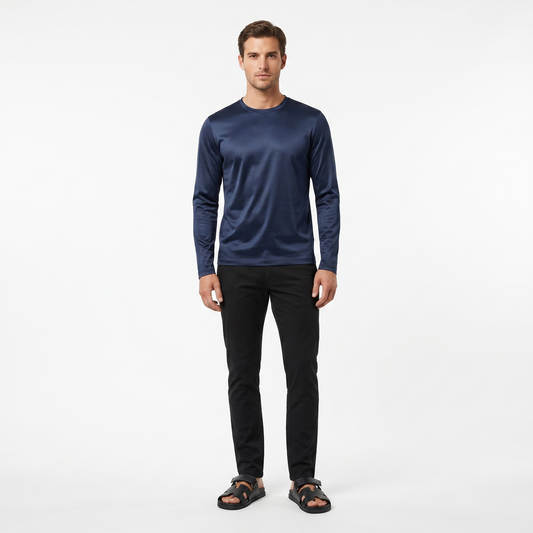 Marbenio's Navy Shiny Longsleeve – reverse side