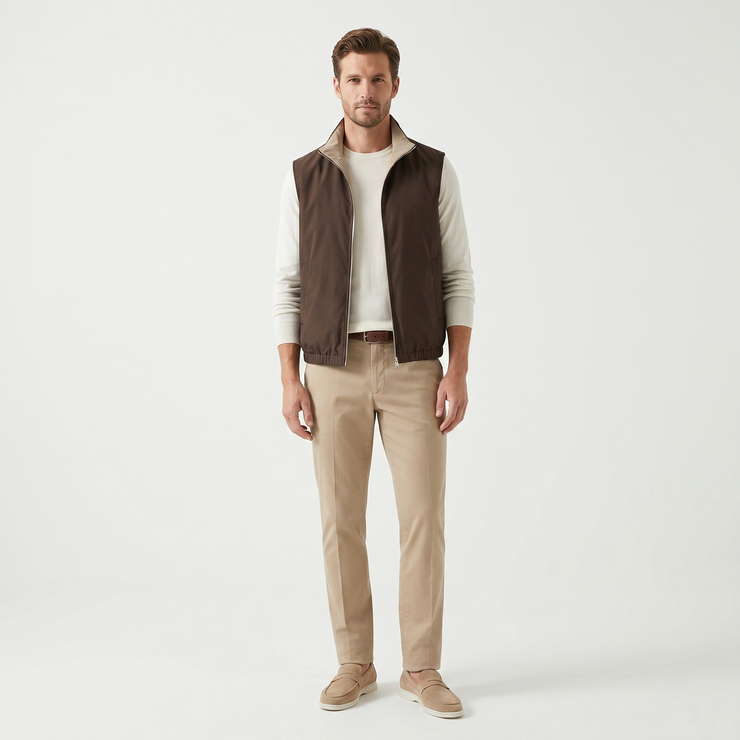 Marbenio's Brown Reversible Gilet – reverse side
