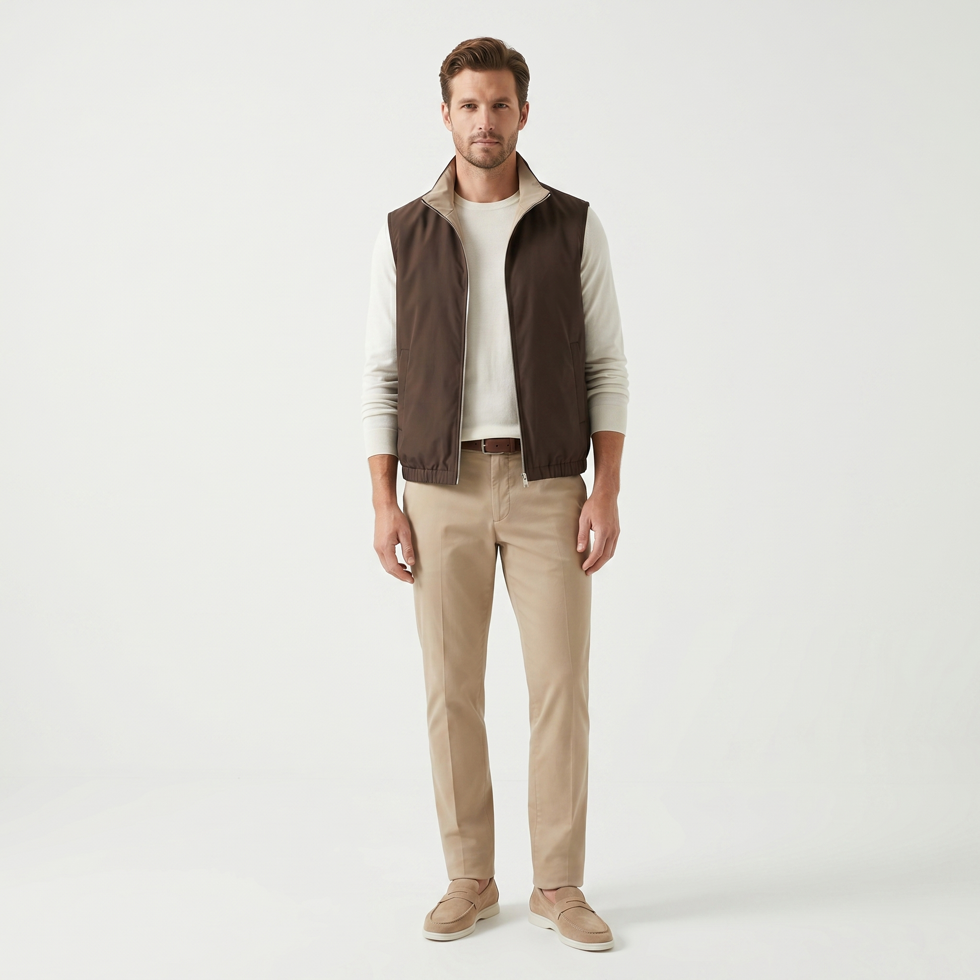 Marbenio's Brown Reversible Gilet – reverse side