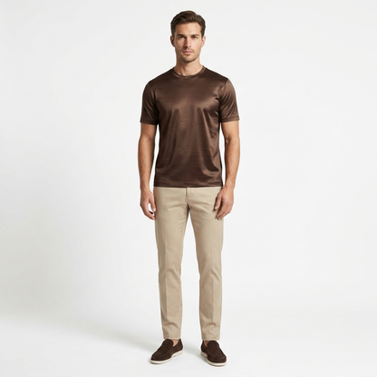 Marbenio's Brown Shiny T-Shirt – reverse side