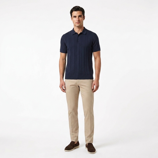 Marbenio's Knit Polo Navy – reverse side