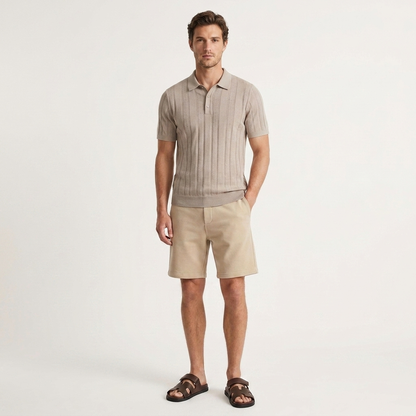 Marbenio's Knit Polo Beige – reverse side