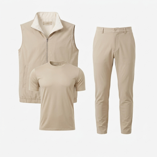 Triple Gilet Set Beige